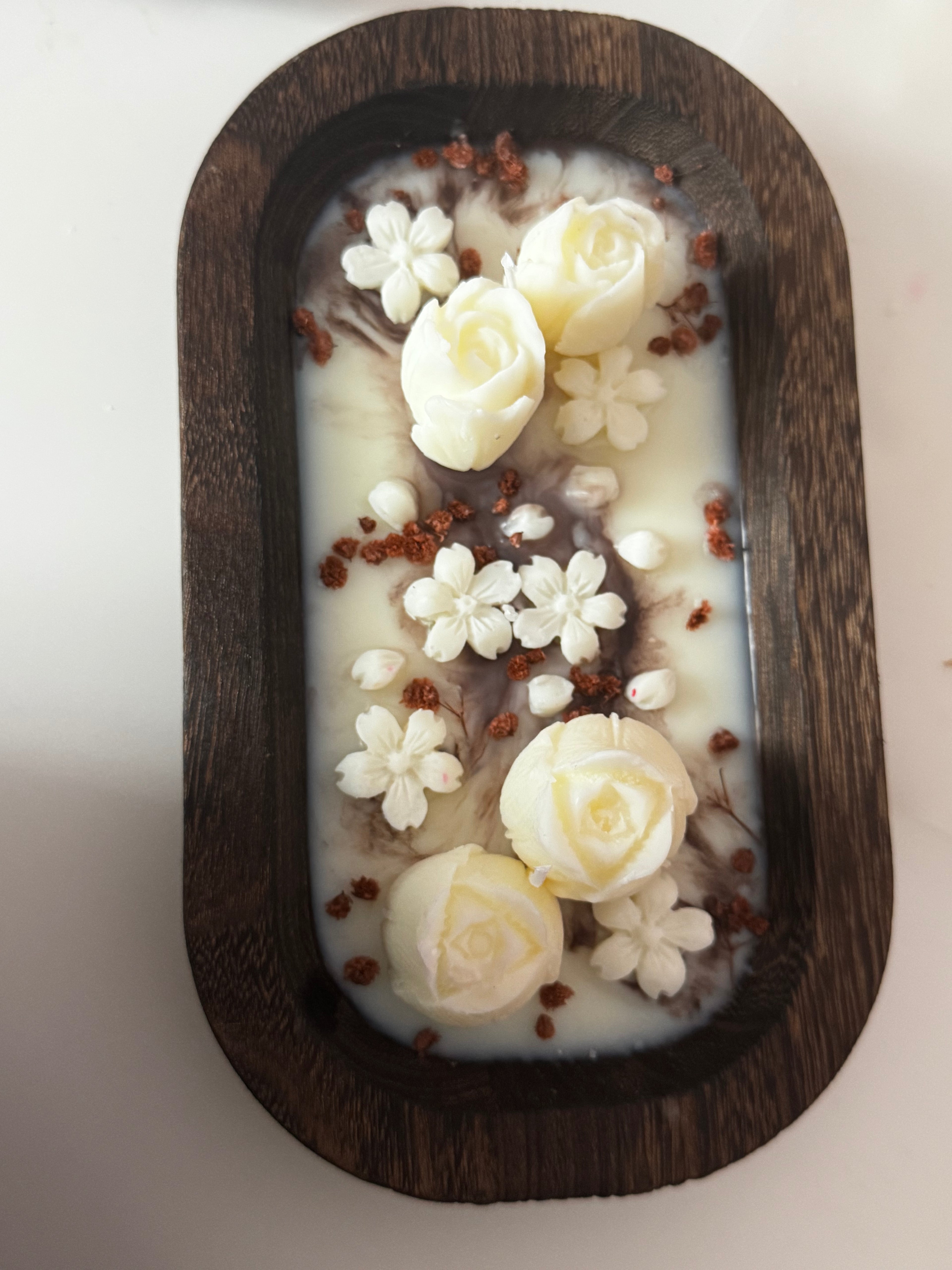 Jasmine Scented Floral Tray Candle