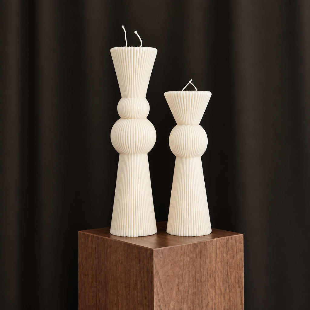 Hand-poured XXL Pillar Candles in 30 cm and 40 cm styled together