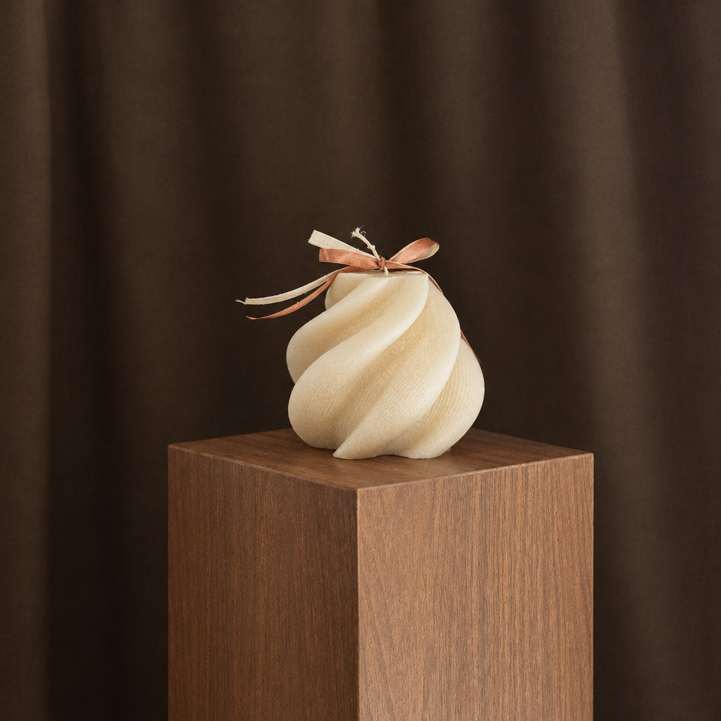 Kenziya Home Spiral Sculptural Candle in hand-poured soy wax