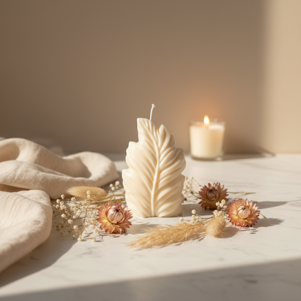 Leaf Pillar Candle - collectiestijl